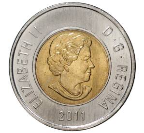 2 доллара 2011 года Канада «Тайга — половина суши Канады»