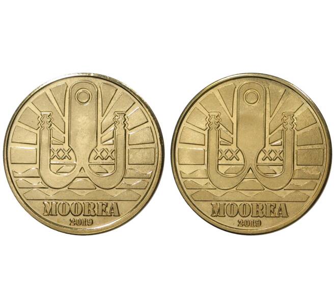 Набор монет 1 доллар 2019 года Остров Муреа (Французская Полинезия) «Акулы» (Артикул: M3-30099)