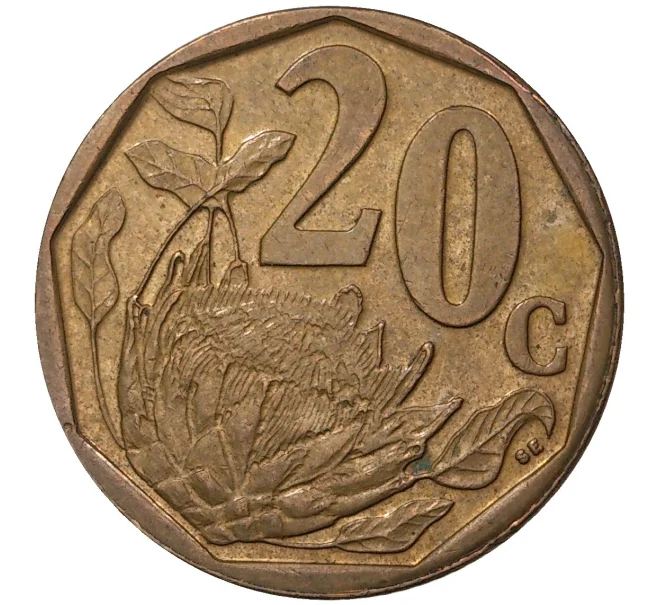 Монета 20 центов 2008 года ЮАР (Артикул M2-43162)