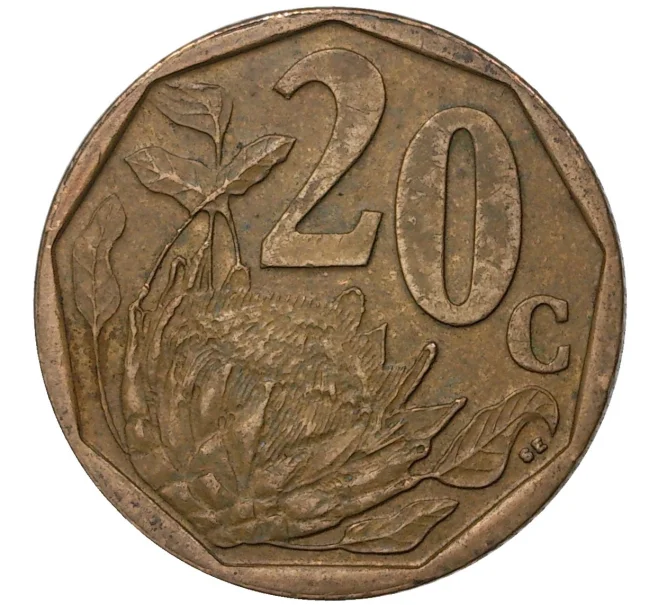 Монета 20 центов 2008 года ЮАР (Артикул M2-43165)