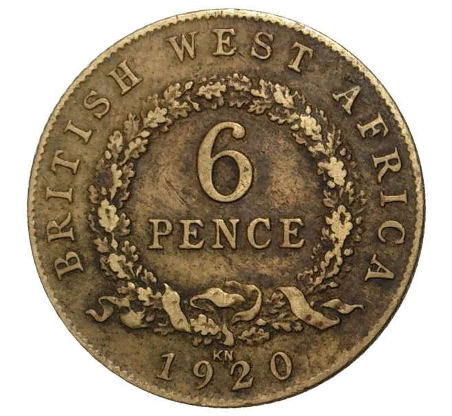 Монета 6 пенсов 1920 года KN Британская Западная Африка (Артикул M2-43390)