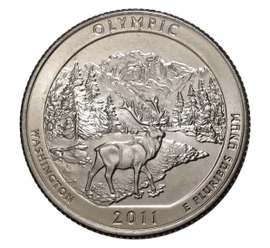 25 центов (1/4 доллара) 2011 года P США «Национальные парки — №8 Национальный парк Олимпик»