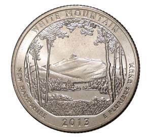 25 центов (1/4 доллара) 2013 года P США «Национальные парки — №16 Национальный лес Белые горы»