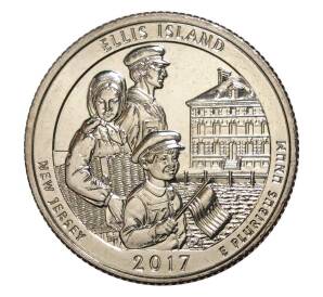 25 центов (1/4 доллара) 2017 года S США «Национальные парки — №39 Национальный монумент острова Эллис» — Фото №1