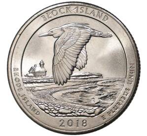 25 центов (1/4 доллара) 2018 года S США «Национальные парки — №45 Национальное убежище дикой природы острова Блок» — Фото №1