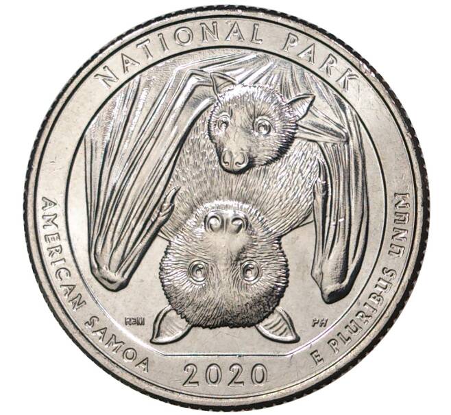 Монета 25 центов (1/4 доллара) 2020 года D США «Национальные парки — №51 Национальный парк Американского Самоа» (Артикул: M2-33857) — Фото №1