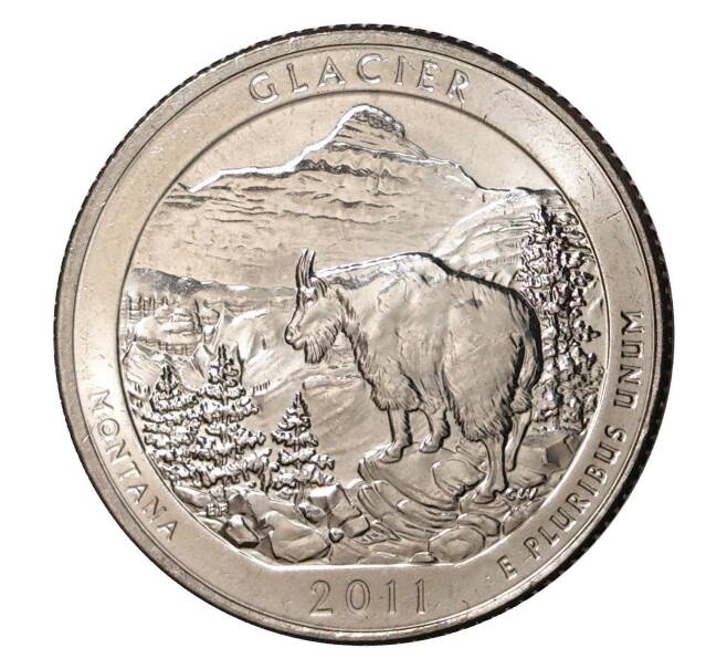 Монета 25 центов (1/4 доллара) 2011 года D США «Национальные парки — №7 Национальный парк Глейшер» (Артикул: M2-0860) — Фото №1
