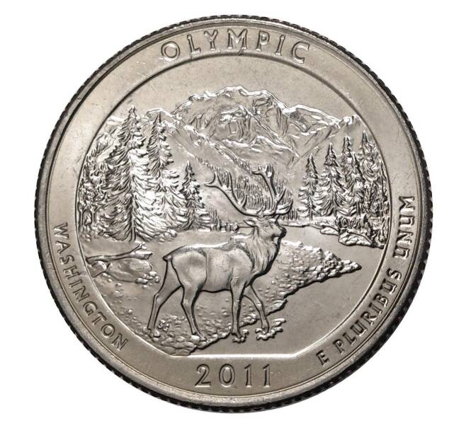 Монета 25 центов (1/4 доллара) 2011 года D США «Национальные парки — №8 Национальный парк Олимпик» (Артикул: M2-0861) — Фото №1