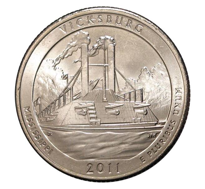 25 центов (1/4 доллара) 2011 года D США «Национальные парки — №9 Национальный парк Виксбург» (Артикул M2-0862)
