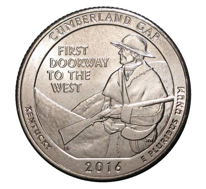 Монета 25 центов (1/4 доллара) 2016 года D США «Национальные парки — №32 Национальный парк Камберленд-Гэп» (Артикул M2-2768)