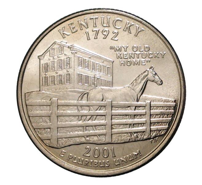 Монета 25 центов (1/4 доллара) 2001 года Р США «Штаты и территории — Кентукки» (Артикул: M2-1033) — Фото №1