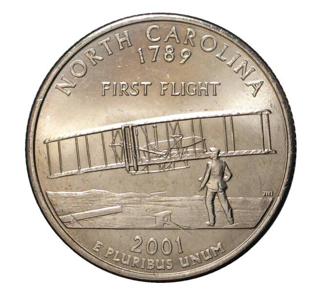 Монета 25 центов (1/4 доллара) 2001 года Р США «Штаты и территории — Северная Каролина» (Артикул: M2-1030) — Фото №1