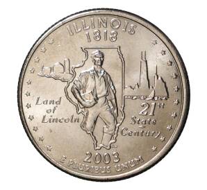 25 центов (1/4 доллара)  2003 года Р США «Штаты и территории — Иллинойс»