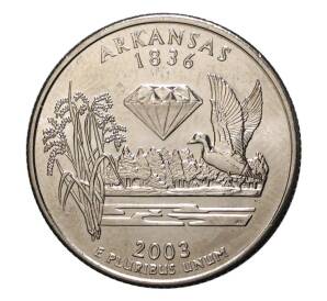 25 центов (1/4 доллара) 2003 года Р США «Штаты и территории — Арканзас» — Фото №1