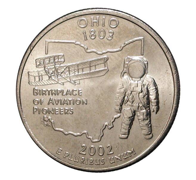 Монета 25 центов (1/4 доллара) 2002 года D США «Штаты и территории — Огайо» (Артикул: M2-1091) — Фото №1
