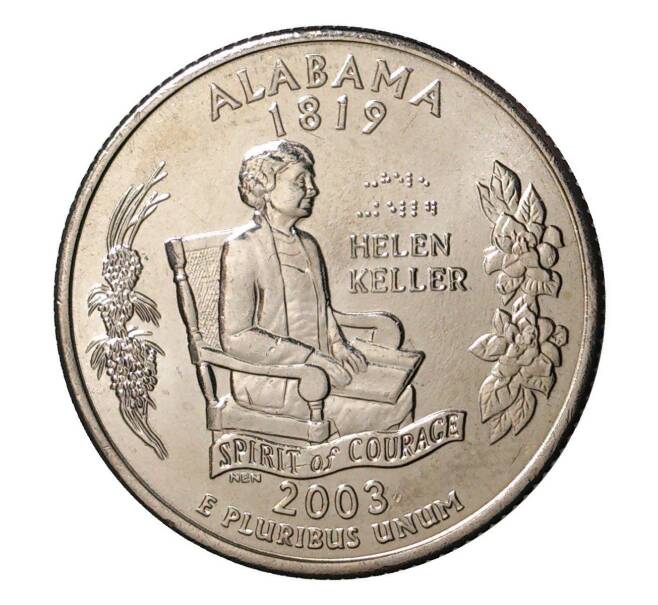 Монета 25 центов (1/4 доллара) 2003 года D США «Штаты и территории — Алабама» (Артикул: M2-1096) — Фото №1