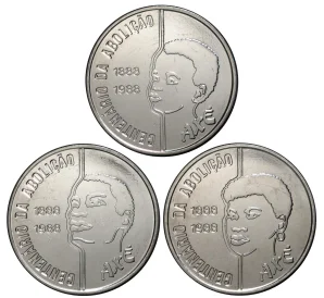 Набор монет 100 крузадо 1988 года Бразилия «100-летие отмены рабства»