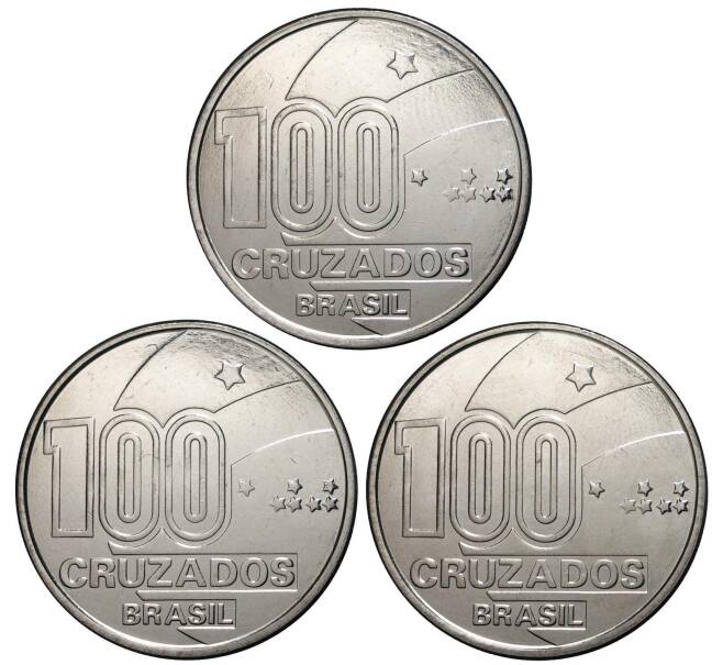 Набор монет 100 крузадо 1988 года Бразилия «100-летие отмены рабства» (Артикул M3-0255)