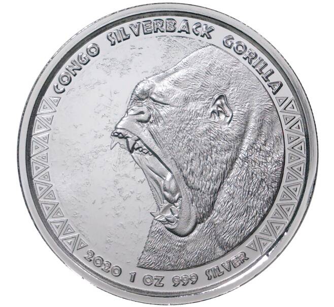 Монета 5000 франков 2020 года Конго «Горилла» (Артикул M2-43601)