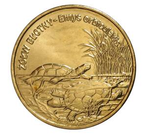 2 злотых 2002 года Европейская болотная черепаха — Фото №1