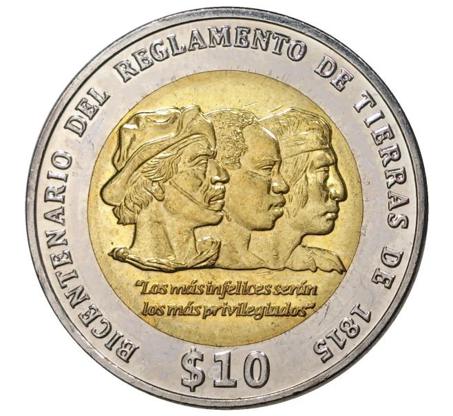 Монета 10 песо 2015 года Уругвай «Положение о земле 1815 года» (Артикул M2-43778)