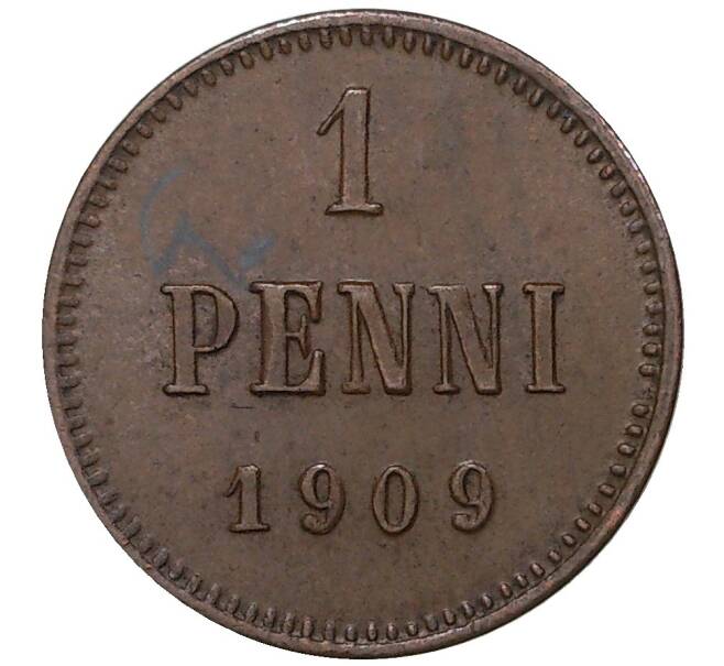 Монета 1 пенни 1909 года Русская Финляндия (Артикул M1-35551)
