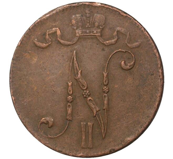 Монета 5 пенни 1917 года Русская Финляндия — Вензель Николая II (Артикул M1-35584)