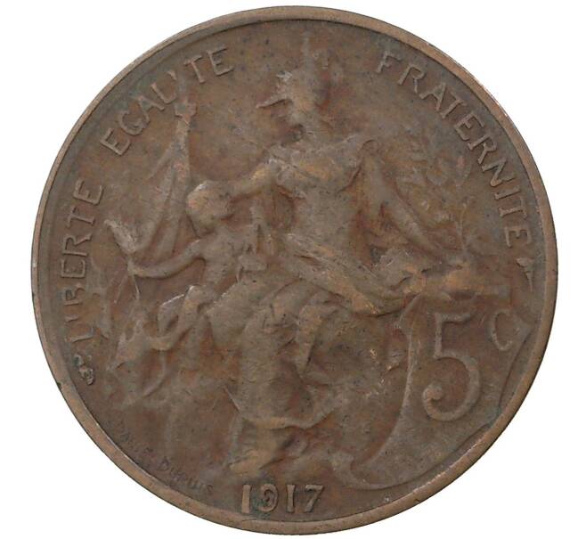Монета 5 сантимов 1917 года Франция (Артикул M2-44536)