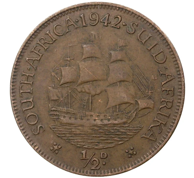Монета 1/2 пенни 1942 года Британская Южная Африка (Артикул M2-44552)