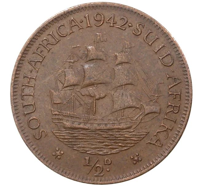 Монета 1/2 пенни 1942 года Британская Южная Африка (Артикул M2-44553)