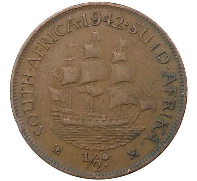 Монета 1/2 пенни 1942 года Британская Южная Африка (Артикул M2-44555)