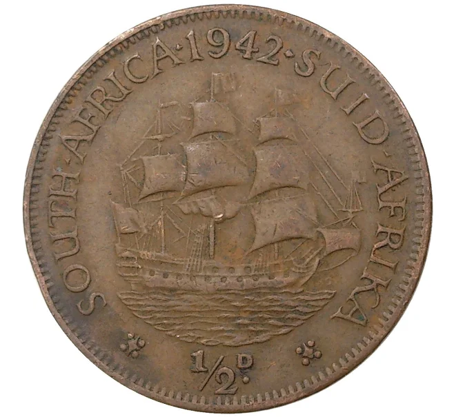 Монета 1/2 пенни 1942 года Британская Южная Африка (Артикул M2-44558)