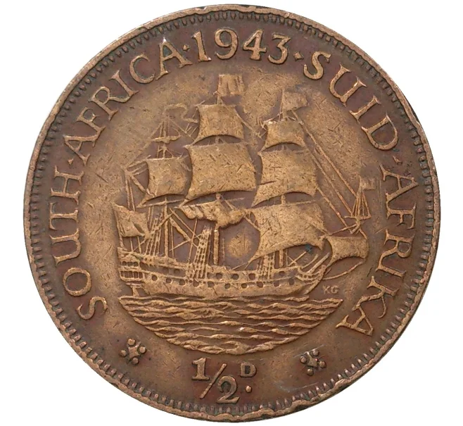 Монета 1/2 пенни 1943 года Британская Южная Африка (Артикул M2-44560)