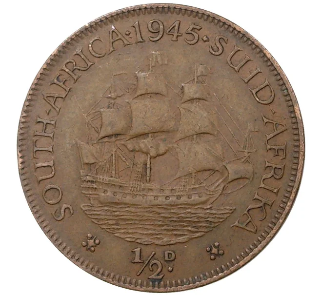 Монета 1/2 пенни 1945 года Британская Южная Африка (Артикул M2-44562)