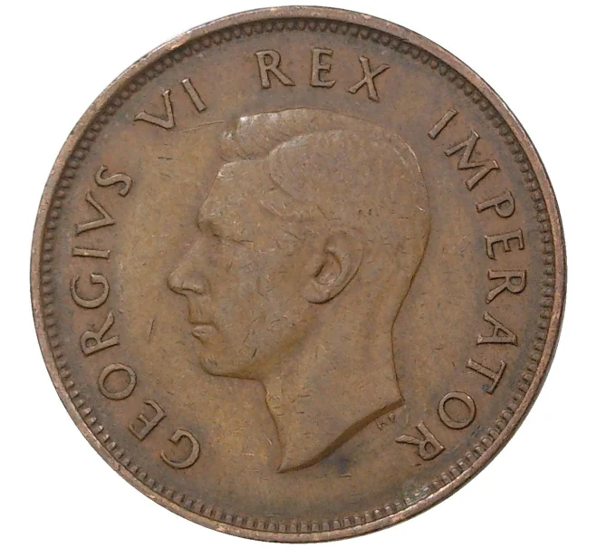 Монета 1/2 пенни 1945 года Британская Южная Африка (Артикул M2-44562)