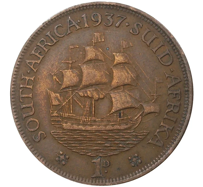 Монета 1 пенни 1937 года Британская Южная Африка (Артикул M2-44571)