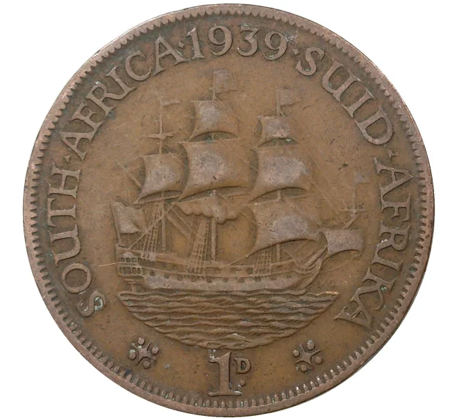 Монета 1 пенни 1939 года Британская Южная Африка (Артикул M2-44574)
