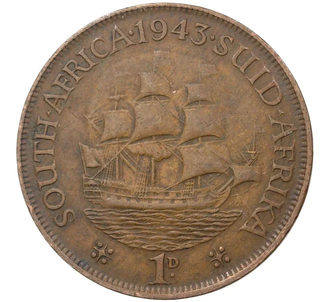 Монета 1 пенни 1943 года Британская Южная Африка (Артикул M2-44584)
