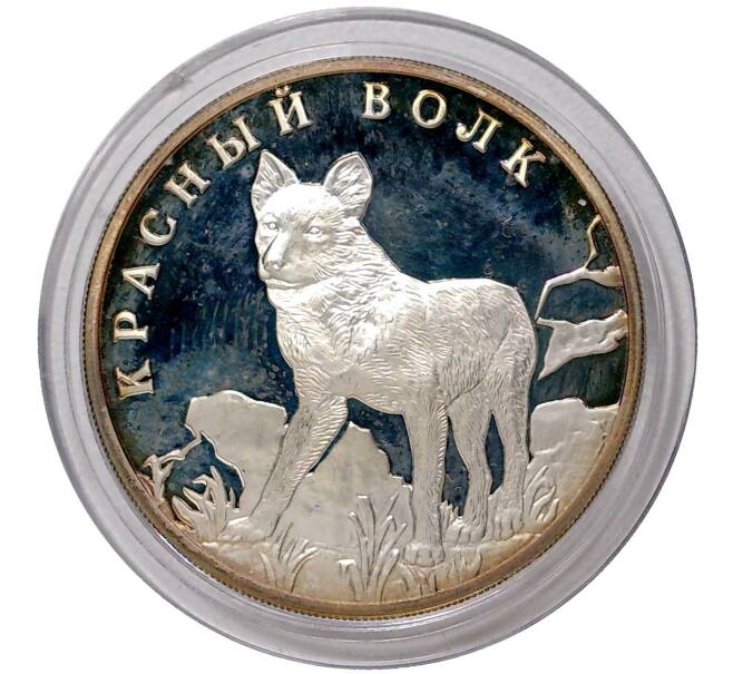 Монета 1 рубль 2005 года СПМД «Красная книга — Красный волк» (Артикул M1-36104)