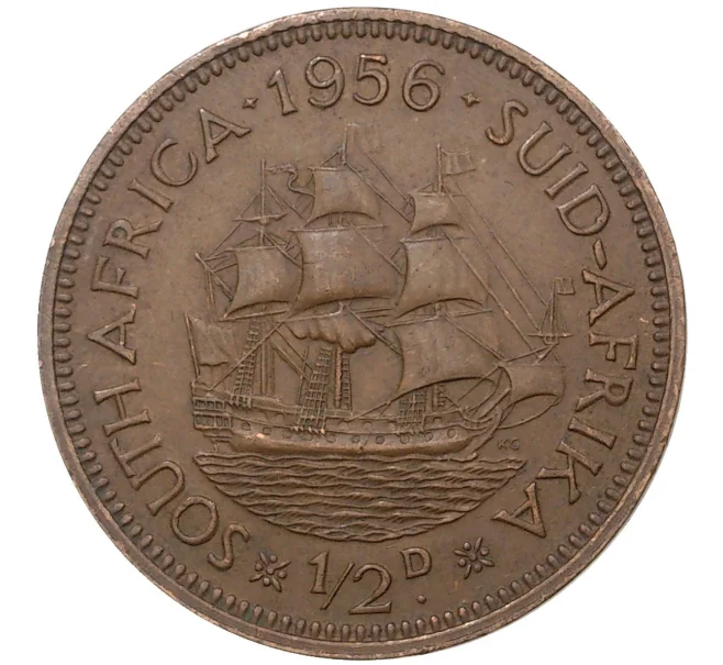 Монета 1/2 пенни 1956 года Британская Южная Африка (Артикул M2-44889)