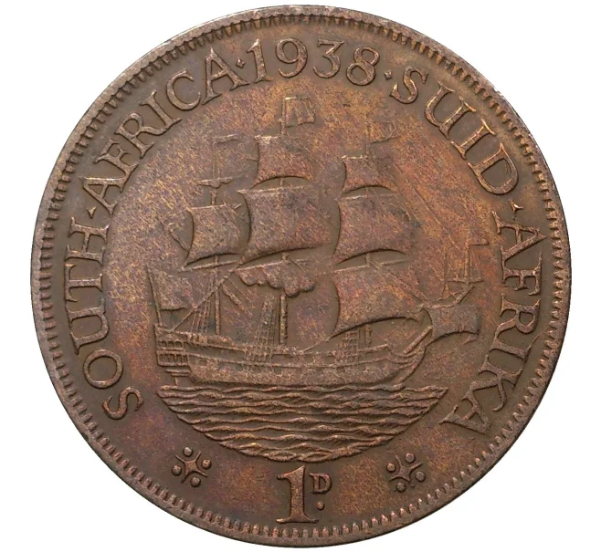 Монета 1 пенни 1938 года Британская Южная Африка (Артикул M2-44892)
