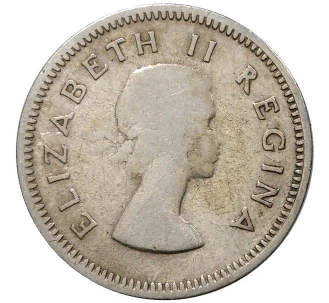 Монета 3 пенса 1955 года Британская Южная Африка (Артикул M2-44929)