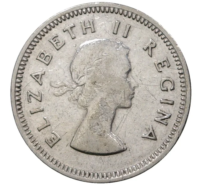 Монета 3 пенса 1955 года Британская Южная Африка (Артикул M2-44933)