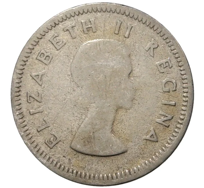 Монета 3 пенса 1956 года Британская Южная Африка (Артикул M2-44937)