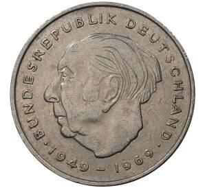 2 марки 1974 года G Западная Германия (ФРГ) «Теодор Хойс»