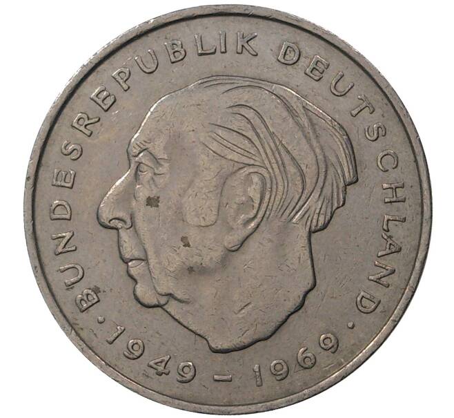 Монета 2 марки 1974 года J Западная Германия (ФРГ) «Теодор Хойс» (Артикул M2-45155)