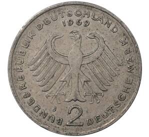 2 марки 1969 года J Западная Германия (ФРГ) «Конрад Аденауэр»