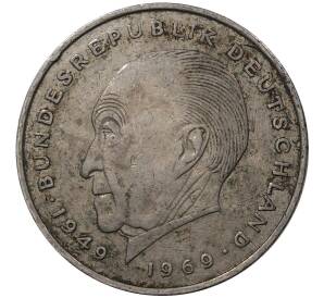 2 марки 1973 года J Западная Германия (ФРГ) «Конрад Аденауэр»