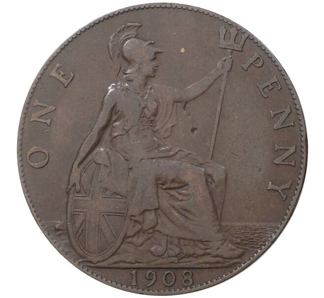 1 пенни 1908 года Великобритания (Артикул K27-0041)