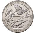 Монета 25 центов (1/4 доллара) 2020 года D США «Национальные парки — №55 Национальный заповедник Таллграсс Прейри» (Артикул M2-45307)